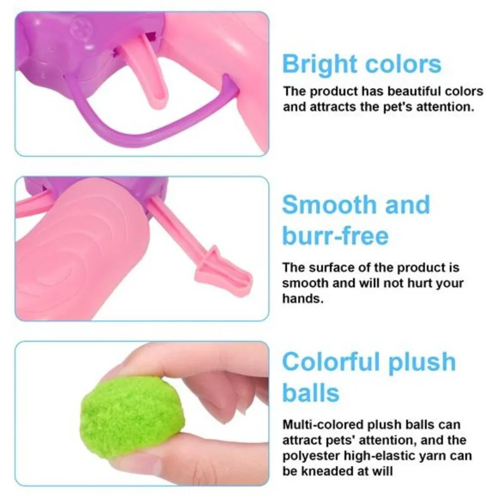 2 Pack Cat Toy Plush Ball Launcher Gun, Plush Ball Shooting Gun